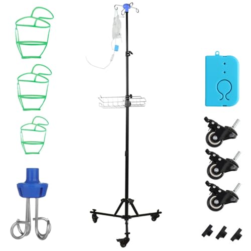 Kensbro Porta Suero, Soporte Portátil para Suero Intravenoso, Soporte Porta Sueros en Acero Inoxidable con Ruedas para Uso En Clínicas Y Hogar, Altura Ajustable