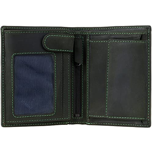 VISCONTI Hunter 709 Mens Coin & ID Holder Tri Fold Wallet (Oil Green)