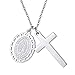 Produktbild FaithHeart 2 Anhänger mit Cions Jungfrau und Kreuz Christian Schmuck,Edelstahl Kreuzkette Halskette