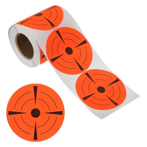 PATIKIL 3' Pegatinas de Objetivos Redondos de Salpicaduras Fluorescentes, 1 Rollo de Objetivos de Papel Reactivo Adhesivos para Práctica en Campo de Tiro, Rojo/Negro