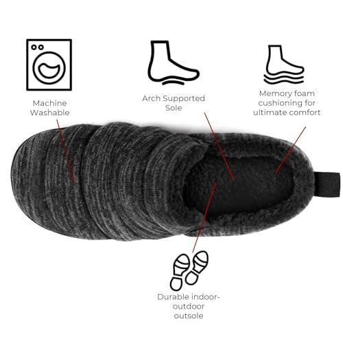 Zizor Men's Comfy Caterpillar Slippers Indoor Outdoor House Shoes, Warm Soft Knit Upper Fuzzy Fleece Lined Memory Foam Sole with Hard Bottom2