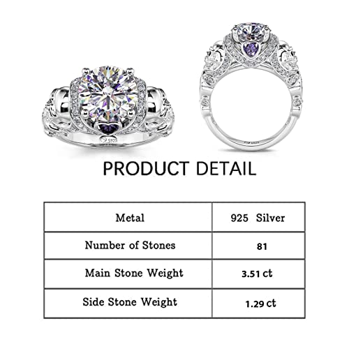 Image of Jeulia 2.55ct Skull Engagement Ring Sets Sterling Silver Heart Cut Red Diamond Ruby Rings Cubic Zirconia Wedding Promise Anniversary Romantic Jewelry for Women Grils Bridal with Gift Box