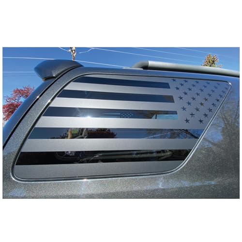Image of Rear Window Flag Decal Fits Toyota 4Runner 2003-2009 4th Gen Exterior Accessories, Precut Back Side Window Vinyl American Glass USA Sticker (Matte Black)