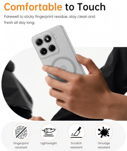 Image of DIZORO Matte Case for Motorola Edge 60 Pro Compatible with MagSafe, Camera Lens Full Protection, Shockproof Translucent Frosted TPU Soft Phone Cover, Anti-Fingerprint (Grey)