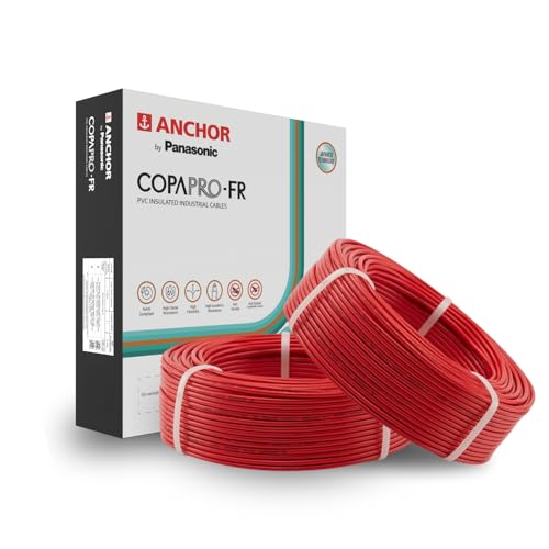 Image of Anchor by Panasonic 6 mm COPAPro FR Electrical Wire, 90 Meter Fire Resistant Single Core PVC insulated Pure Copper Wire, Anti Rodent Anti Termite Flexible Wire for Connections (RED, 96142RD-02)