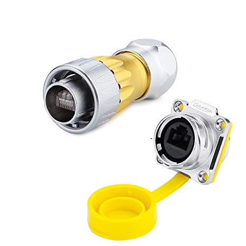 Cnlinko Rj45 Ethernet Industrial Circular Connector, Male Plug & Female Panel Mount Receptacles Socket Jack, Outdoor Waterproof Ip67, Fast Data, Zinc Alloy Metal Case, Heavy Duty #TOP11