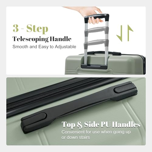 Image of 6 Pcs ABS Hardshell Luggage Set Spinner Wheel Suitcase Suitcase Light Green