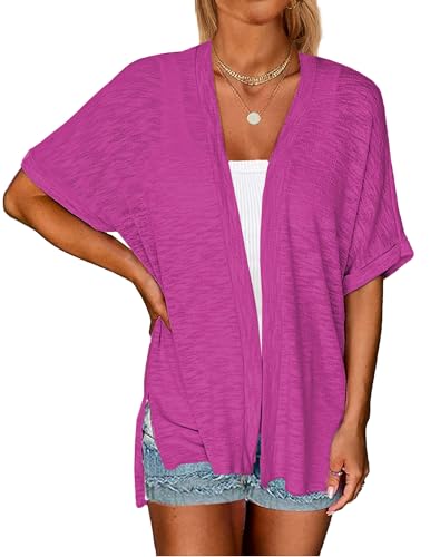 Image of Yekaty Lightweight Cardigans for Women Casual Summer Short Sleeve Cardigan Open Front Beach Coverups 2026