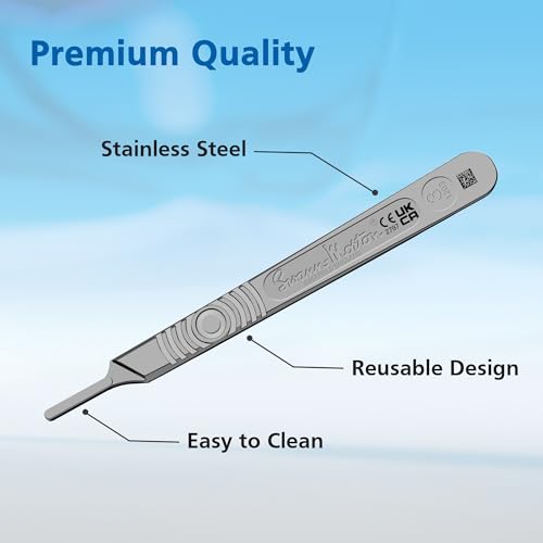 swann morton scalpel handle no 3 - stainless steel fits blades 10 10a 10r 11 12 14 15 amp 15a esthetician tools to dermaplane surgical knife handle medical grade precision instrument