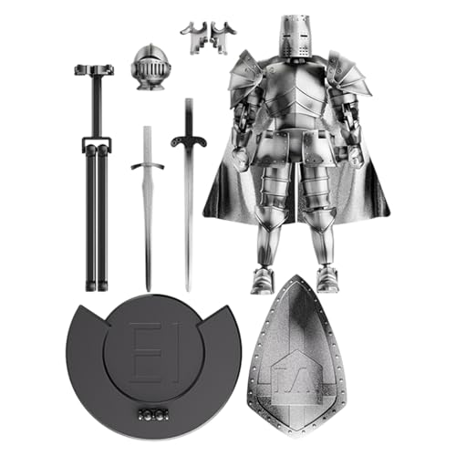 Bsbkoj Action figure cavaliere medievale, statuetta mobile multi-snodata, testa rotante a 360°, modello per decorazione da scrivania, tavolo da pranzo, collezione per la casa, 14 x 13,2 cm