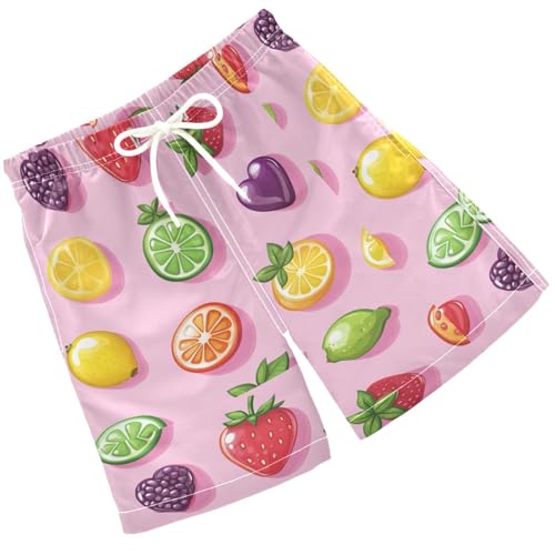 Pigsaly Boys' Swim Board Shorts Cute Lemon Blueberry Mango Gummy Jelly Candy Boy's Swim Trunks Kids Swimwear M