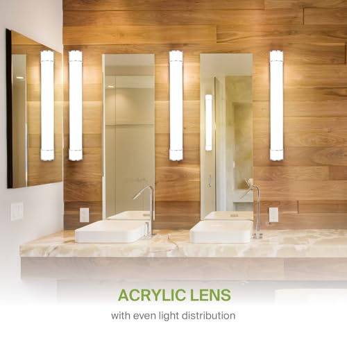 Image of ASD LED 48 inch Vanity Flush Mount Light Fixture, Linear Bathroom Lighting Bar | 3CCT, Dimmable, Energy Star, ETL Listed | 35W 3200LM 3000-5000K 120V | Long Tube Bath Wall Sconce Over Mirror | Nickel