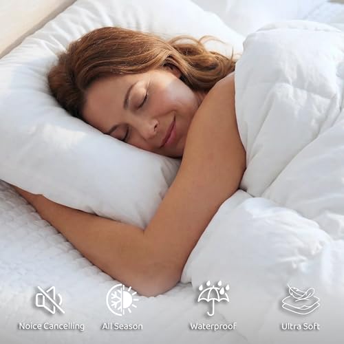 Image of PAULATO BY GA.I.CO Full Size Waterproof Mattress Protector - Quilted Fitted Mattress Cover, 100% Waterproof, Breathable Polyester, Deep Pocket Bed Protector (Full)