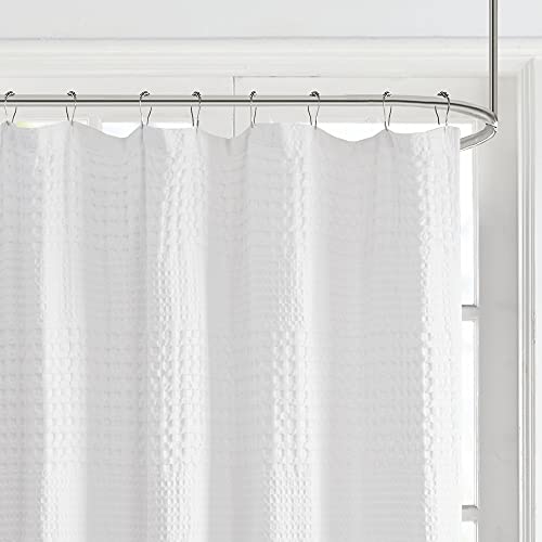 Madison Park Arlo 100% Cotton Shower Curtain, Texture Waffle Weave Design 800 GSM Hotel Quality, Soft Trendy Bathroom Décor, Machine Washable, Bathtub Fabric Privacy Screen, 72