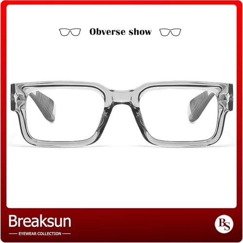 Image of Breaksun Rectangle Glasses for Men Women Square Blue Light Glasses Thick Frame Black Eyeglasses