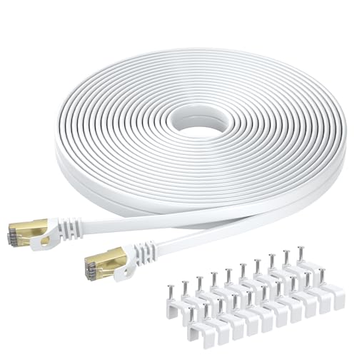 Bild von BUSOHE Cat 8 Ethernet-Kabel 20m, Hochgeschwindigkeits- Gigabit RJ45 LAN Netzwerkkabel, 40Gbps 2000Mhz Internet Patchkabel Kompatibel mit Router, Modem, PC, Laptop, Drucker (weiß)