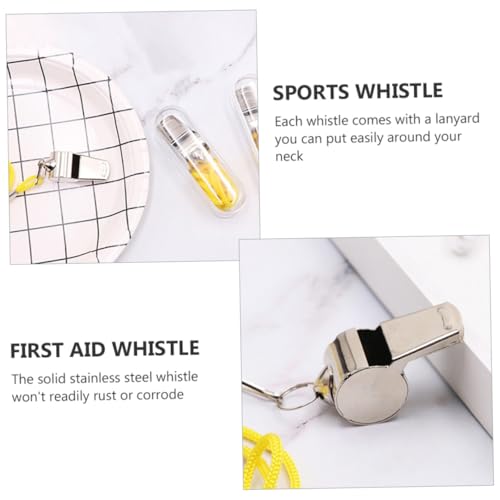 12 Pitos de Seguridad Portátiles de Acero Inoxidable con Cordón miniatura 7