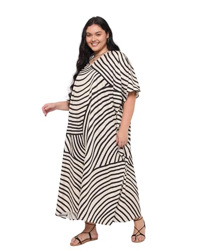 Image of Gypsie Blu Women Plus Size Kaftan Dress Beach Cover Up Maxi Dresses for Women, V-Neck Kimono Sleeve 1X-3X