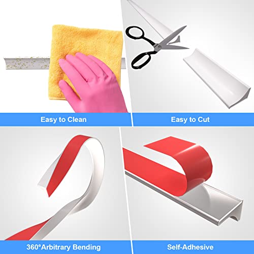 Jaspond 39Inch Collapsible Shower Threshold Water Dam, Waterproof Shower Barrier Water Strip Dam, Silicone Self-Adhesive Sink Splash Guard For Kitchen Bathroom, Corner Shower Water Guard For Bathtub #TOP2