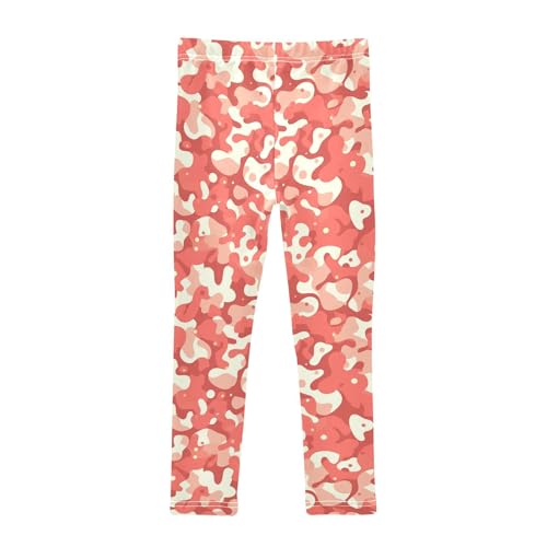 KLL Red Gray Camouflage Girls Active Leggings Soft High Waisted Workout Pants Sports2