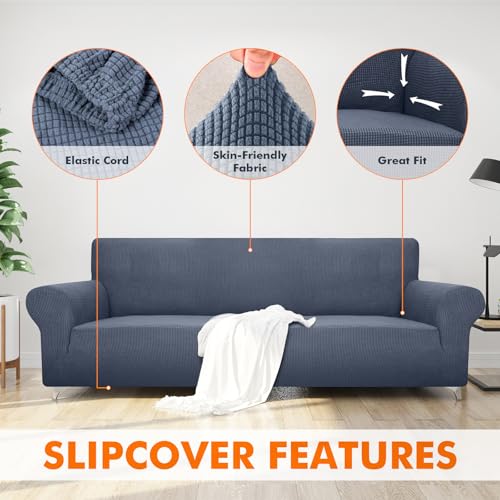 GRIFEMA High Stretch Sofabezug 3 Sitzer Sofaüberwurf Jacquard Elastische Sofahusse für Wohnzimmer Protector für Hunde Haustiere, Grau