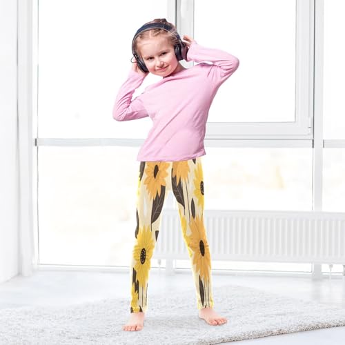 Toddler Girls Leggings Printed Yoga Pants Leggings Sunflower Brown Leaves for Kids4