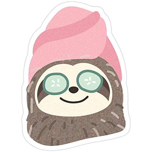 Vinyl Sticker for Cars, Trucks, Water Bottle, Fridge, Laptops Self Care Sloth Doing a Pamper Facial, Slothspirations Stickers (3 Pcs/Pack)