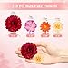 210 Pcs Mini Silk Flower Heads Small Fake Rose Daisy Faux Flowers Bulk for Crafts Artificial 3D Loose Fabric Flowers Heads Sunflower Bulk for Wedding Hair Cap Dresses Decorations (Bright Colors Mixed)
