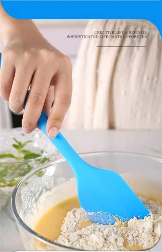 Image of Oren Empower Set of 5 Pcs Silicone Spatula & Kitchen Utensil with Hook Design for Cooking, Baking & Mixing /Non-Stick BPA Free /Heat Resistant Item, Flexible Non Toxic Silicon Cookware Tools - Blue
