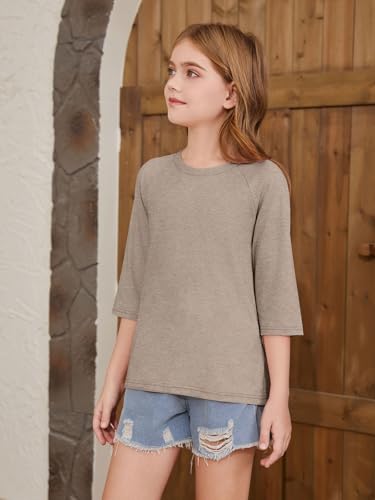 ZDC Girls Casual 3/4 Sleeve T Shirts Kids Cute Crewneck Tops Basic Tees Blouse for 5-14 Years - Image 5