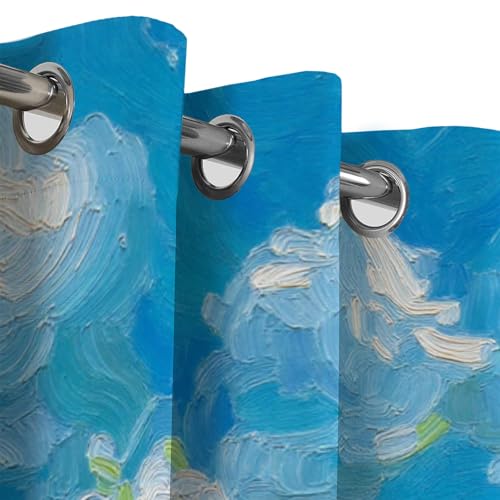 Rideaux vastes champs verts 140x260 cm style peinture - 5