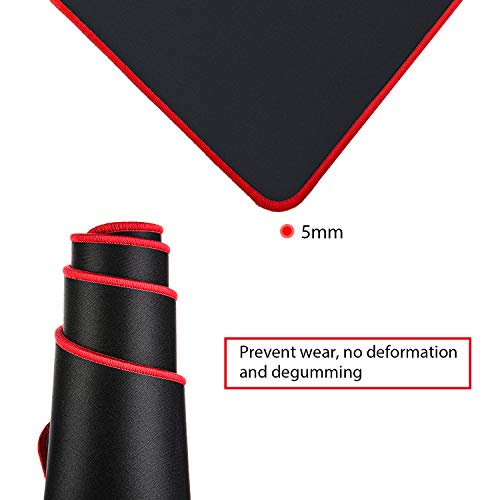 cimetech XXL Tappetino Mouse Gaming, 800x300x5mm Grande Mouse Pad, Superficie Liscio, Base in Gomma Antiscivolo, con Bordi Cuciti, per Computer, PC e Laptop(XXL5MM 1PCS, Black)
