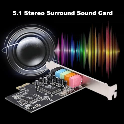 Image of BigPlayer PCI-E 5.1 Channel Sound Card - PCI Express Audio Adapter for Desktop PC Audio Output, Support for Surround Sound, Compatible with Windows 11 /10 /8 /7