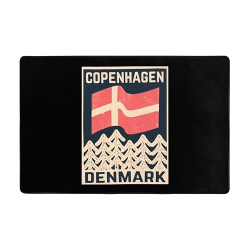 Dreckmatte Dänische Flagge - Kopenhagen - Dänemark Waschbar Fußabstreifer Hochwertige Fußmatte Für Küche Büro Terrasse 60X40Cm