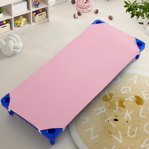 Image of Horbaunal 2 Pack Pink Cot Sheets for Daycare, 23 inch x 51 inch | Daycare Cot Sheets, Microfiber Fitted Cot Cover, for Preschool Kids Nap Time, Daycare Essentials