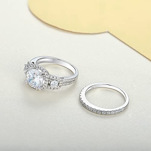 Starchenie Engagement Wedding Ring Set For Women 925 Sterling Silver Round White AAA Cz Size 5-103