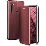 ONEFLOW Business Case für Redmi Note 8T Handyhülle klappbar mit Standfunktion Klapphülle Flipcase Cover Dünn, PU Leder Hülle mit Kartenfach, 360 Grad Schutzhülle Weinrot