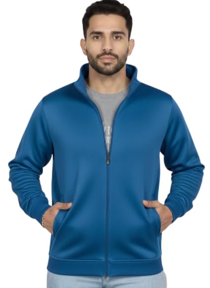 Image of Men Polyester Jacket with Zipper Pocket for Running Sports wear gym cycling exercise Sports jacket