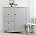 South Shore Vito Door Chest with 5 Drawers and Adjustable Shelves, Soft Gray