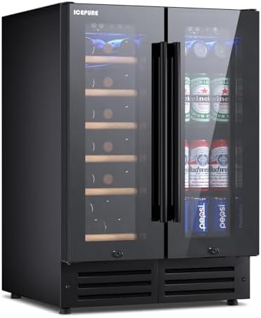 ICEPURE Wine and Beverage Refrigerator 24 Inch, Dual Zone Wine an...
