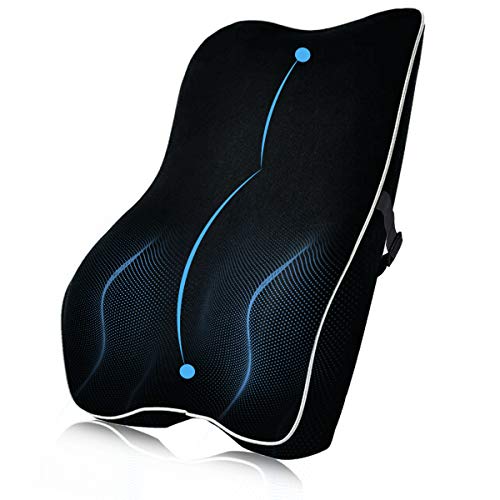 Lumbar Support Pillow for Office Chair Memory Foam Back Cushion for Low Back Pain Relief, Large Back Pillow for Computer/Office Chair, Car Seat, Gaming Chair with Updated Breathable 3D Mesh