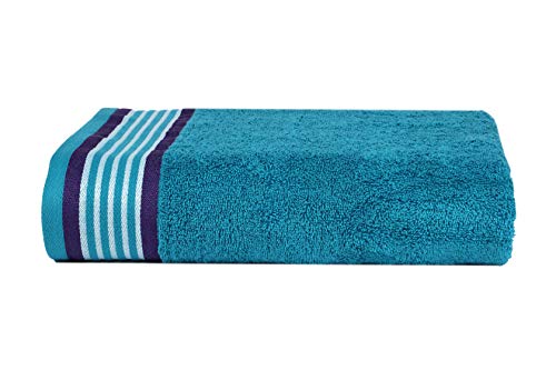 Image of Casa Copenhagen Germany Design - He & She Super Soft Collection 2 Pieces 100% Cotton Large Bath Towel (Size : 70 x 140 cm)- Teal Green & Violet Indigo