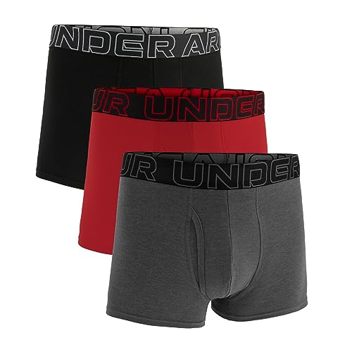 Under Armour Herren-Boxershorts, Baumwolle, 7,6 cm Innennaht, ganztägigen Komfort und ultraweich, 3er-Pack, Castlerock Heather - Core… – Ansicht 6