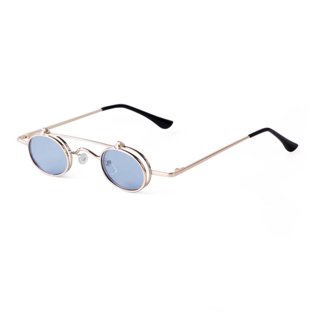 Gafas de sol con protección UV400 | Redondas pequeñas de metal ovaladas | Para mujeres y hombres, deportes al aire libre y conducción