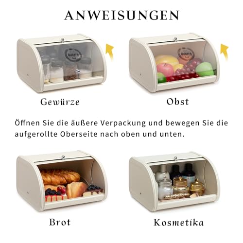 HollyHOME Brotkasten Brotaufbewahrungsbox mit aufrollbarem Deckel brotbox – Ansicht 6