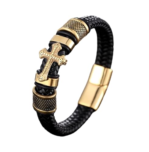 Bracelet homme en cuir tressé avec croix rétro MOCHAMIK