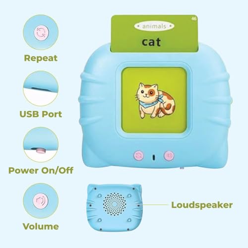 Image of Talking, Rechargeable, Electronic Flash Cards Learning Toy, 110+ Interactive Double Sided Montessori Cards for 2-5 Year Old Boys, Educational Toy for 3 Year Old, Birthday Gift for Kids