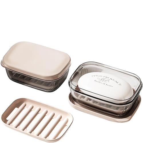 NALACAL 2 Pcs Travel Soap Case Leakproof Soap Container with Lid Portable Bar Soap Holder for Traveling Soap Dish for Bathroom Shower Gym School Camping Vacation Outdoor (Transparent)
