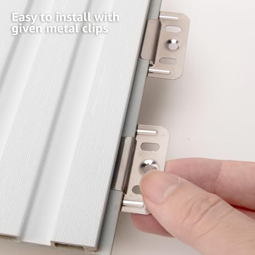 Image of Art3d 96 x 6 Inch WPC 3D Wood Textured Slat Wall Panels, 8-Pack, Off-White