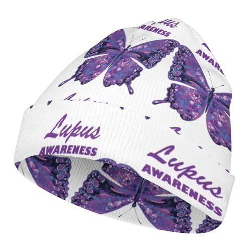 Lupus Awareness Month 2022 Kids Beanie Hat for for Girls Boys Children Cap Winter Knitted Chemo Cancer Headwear Accessories Gifts Decoration Black